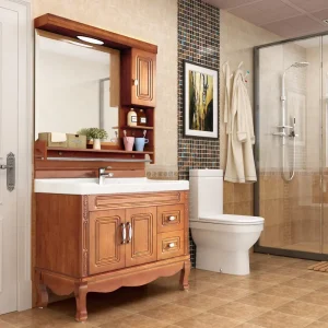 Shelf Bathroom Wooden Cabinet with Mirror